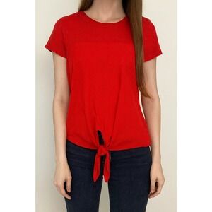 Madewell Women's S Red‎ Geometric Side-Tie Blouse Short Sleeve Casual